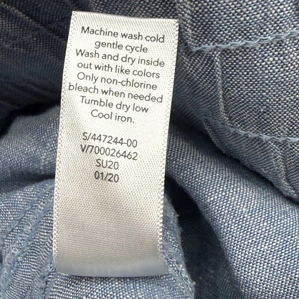 Athleta Cabo Linen Wide Leg Pant Women 8 Blue Smocked Waist Pocket Boho Travel - Picture 8 of 11